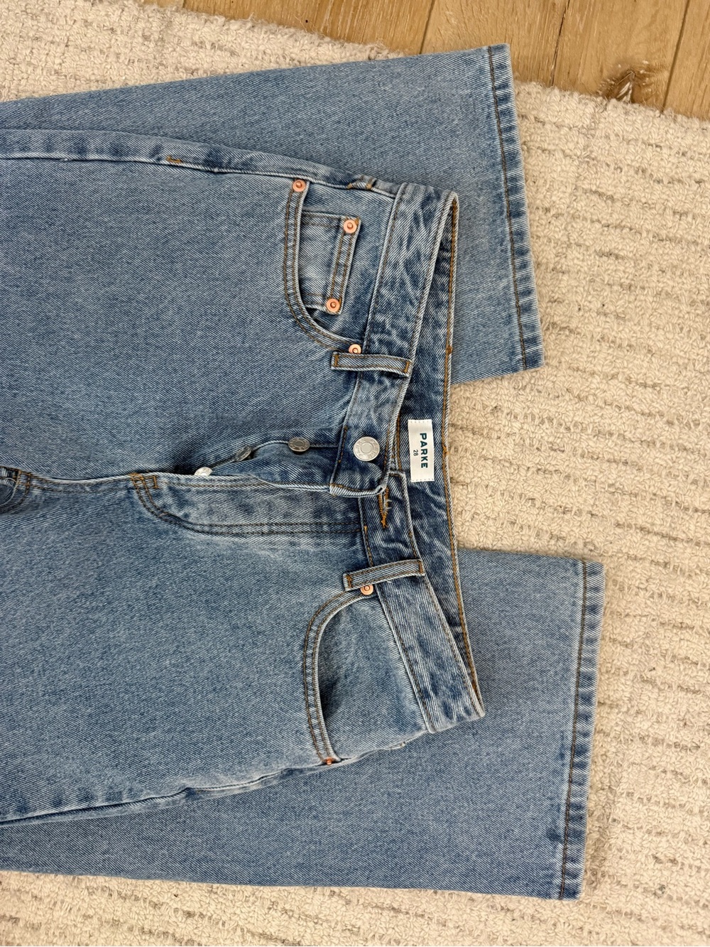 PARKE Classic Straight-Leg Jeans in Medium Blue - Picture 2 of 4